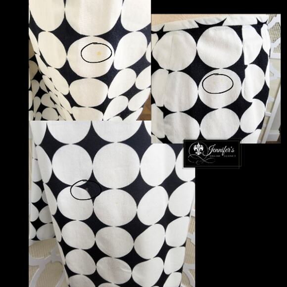 Kasper Petite Women's Black & White Circle Pattern Pencil Skirt Size 10P - Picture 3 of 10